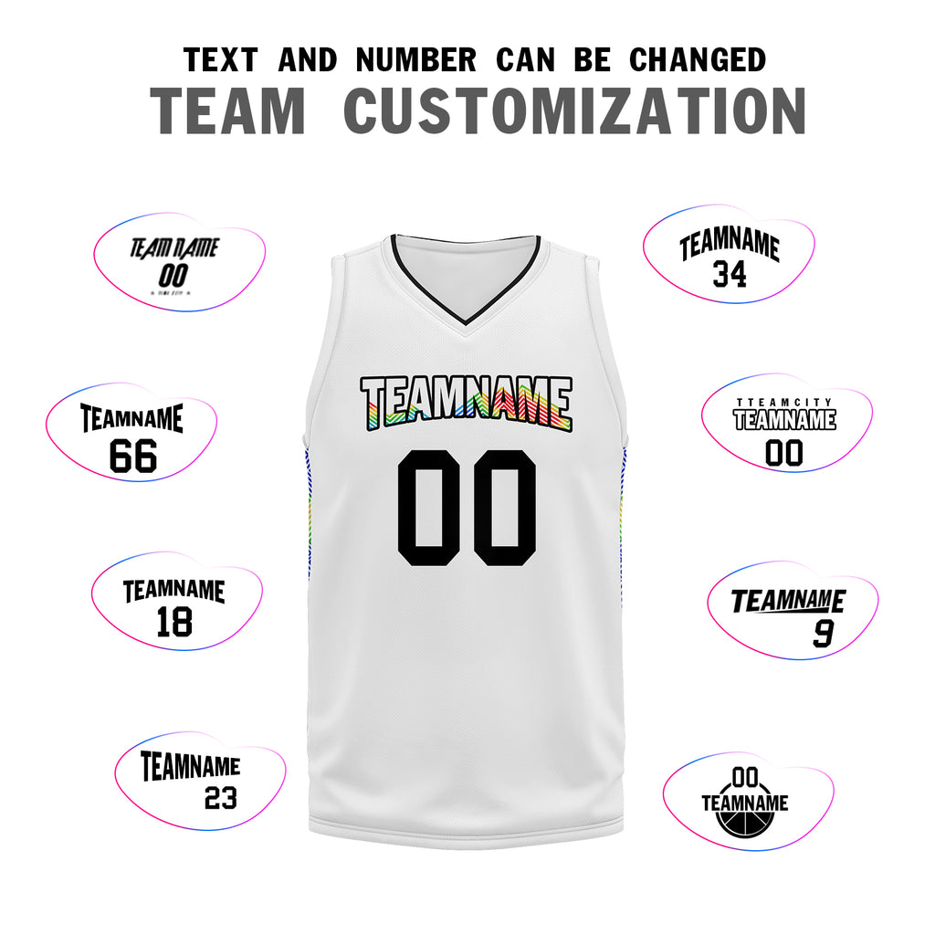 Custom White Rainbow City Edition Personalized Sports Uniform Authentic Basketball Jersey BBJ01-D06101-8