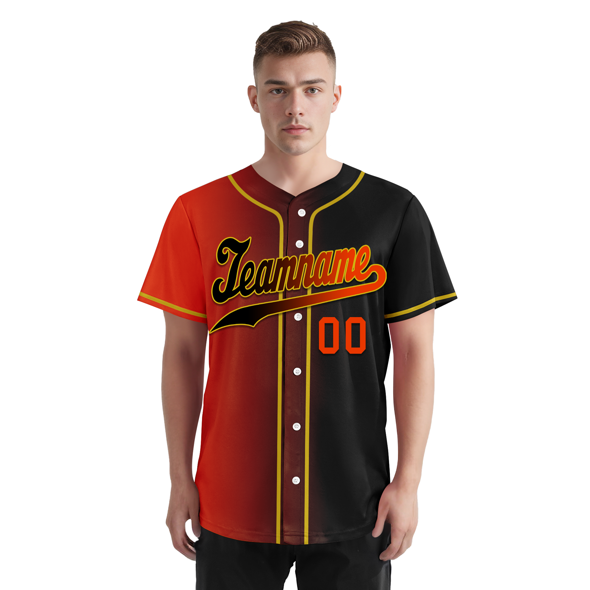 Custom Orange Black Gradient Fashion Personalized Authentic Baseball Jersey BSBJ01-D0a7aa8