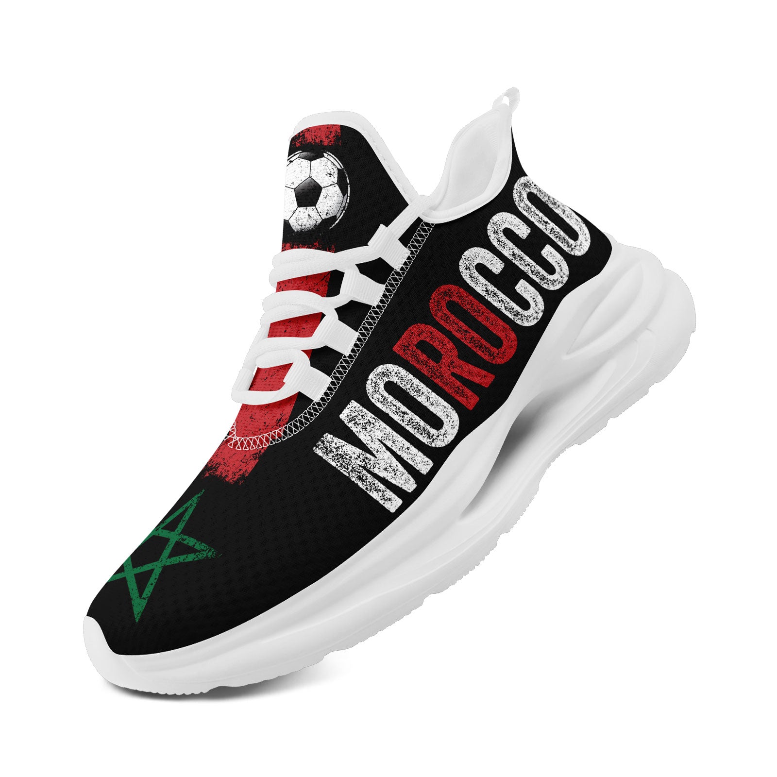 Custom Morocco 2026 World Cup Sneakers DIY Country Flag Running Shoes Lightweight Sport Shoes Gift for Football Fans Personalized Team Name and Logo FN079-F009083-1