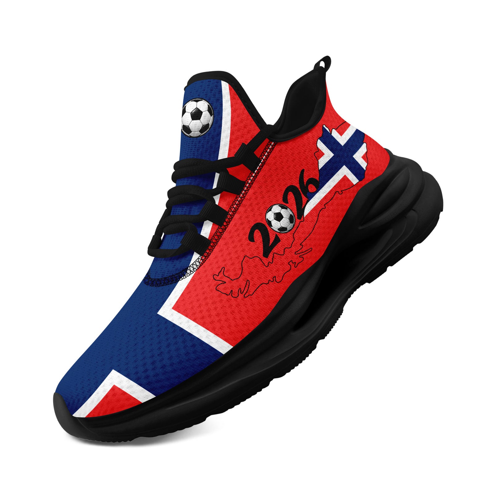 Custom 2026 World Cup Norway Sneakers DIY Country Flag Running Shoes Lightweight Sport Shoes Gift for Football Fans Personalized Team Name and Logo FN079-F027070-2