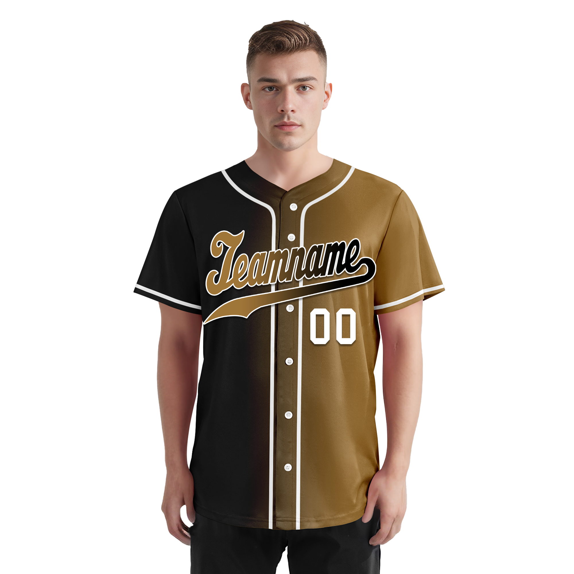 Custom Black Gold Gradient Fashion Personalized Authentic Baseball Jersey BSBJ01-D0a7a0d