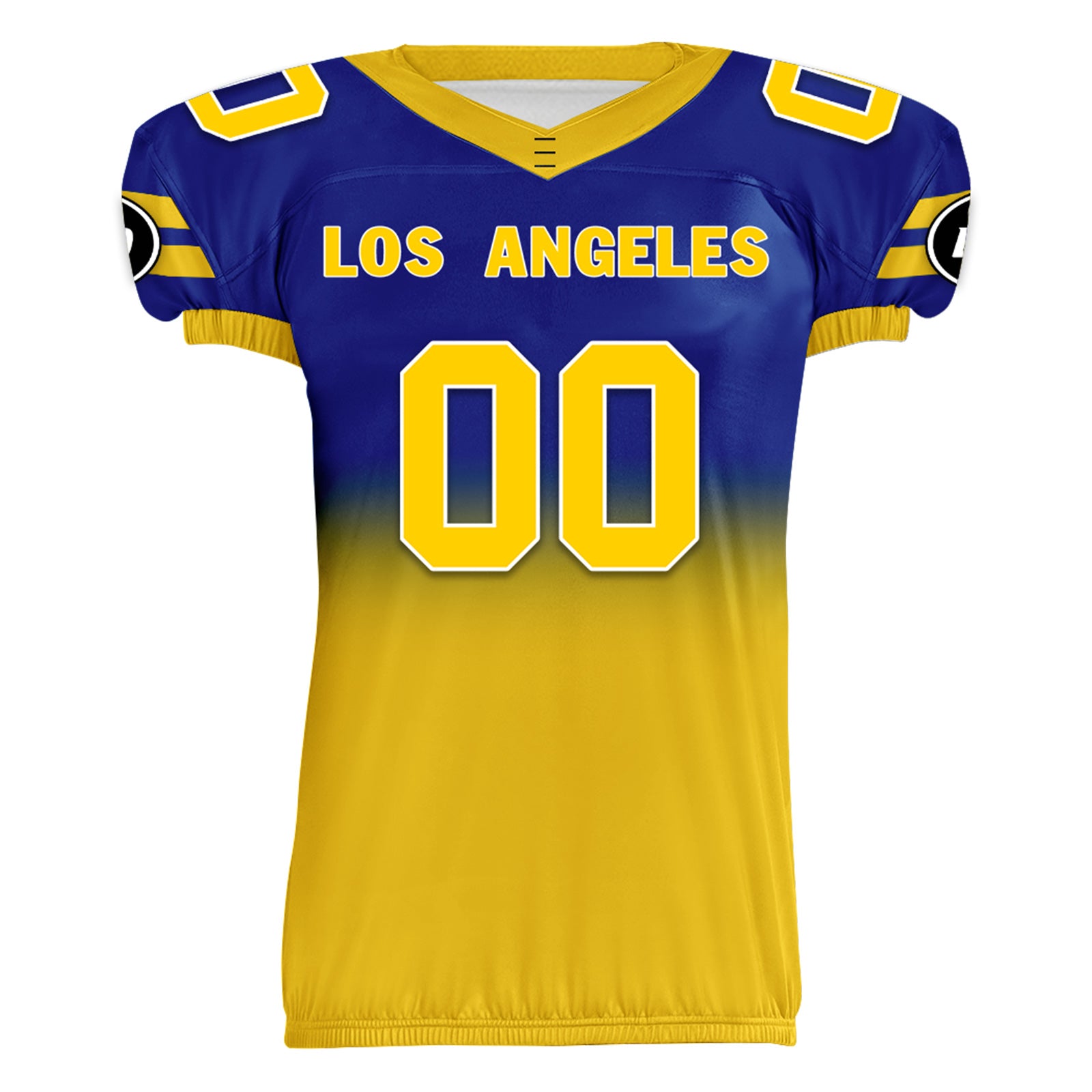 Custom Blue Yellow Fade Fashion Los Angeles High-Performance American Football Jersey FBJ06-D020252-15