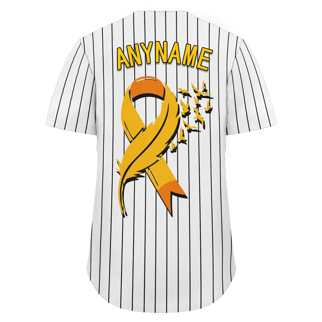 Custom White World Cancer Day Personalized Authentic Baseball Jersey BSBJ01-E06020-12