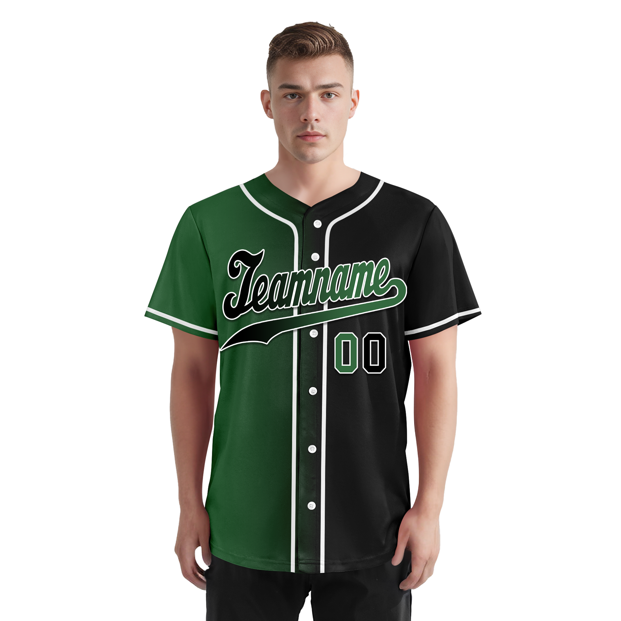 Custom Green Black Gradient Fashion Personalized Authentic Baseball Jersey BSBJ01-D0a707c