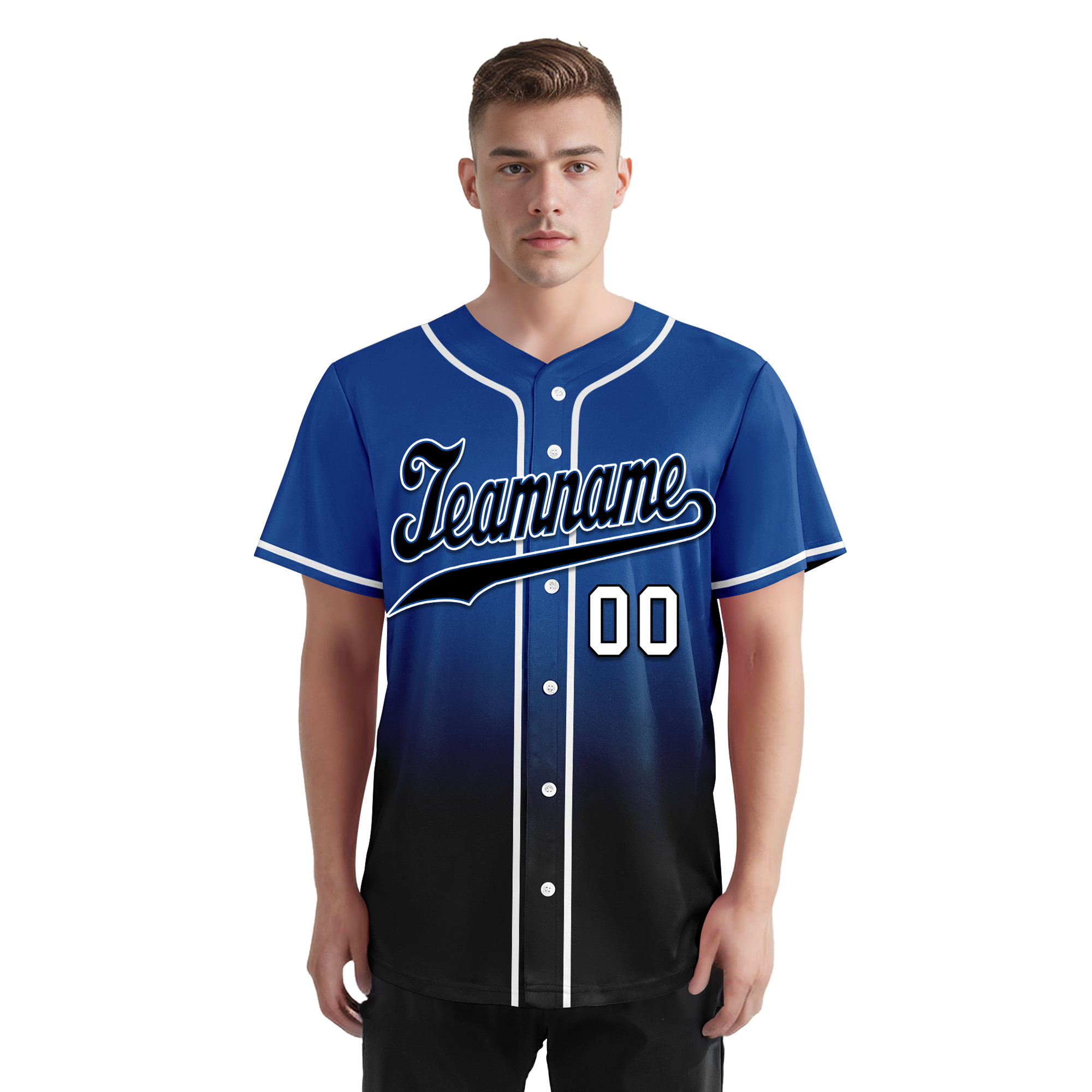Custom Blue Black Fade Fashion Personalized Authentic Baseball Jersey BSBJ01-D0a70be