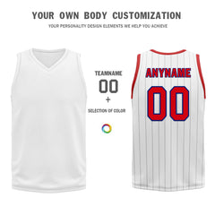 Custom White Red Black New York City Edition Personalized Reversible Basketball Set Sports Basketball Jersey BBJ01R-D0610-20