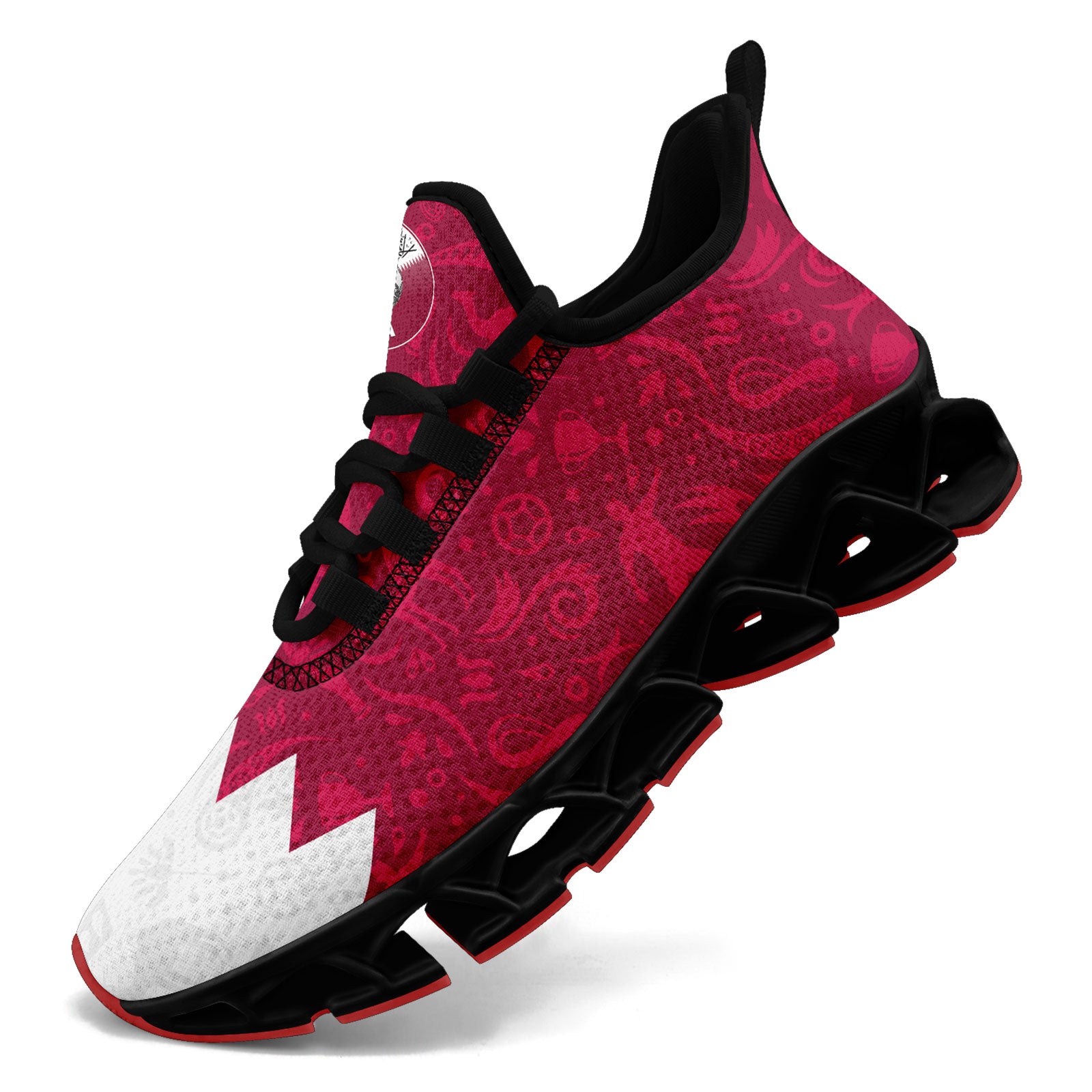 Custom Qatar 2026 World Cup Sneakers DIY Country Flag Running Shoes Lightweight Sport Shoes Gift for Football Fans Personalized Team Name and Logo FN003XD-F020030-2