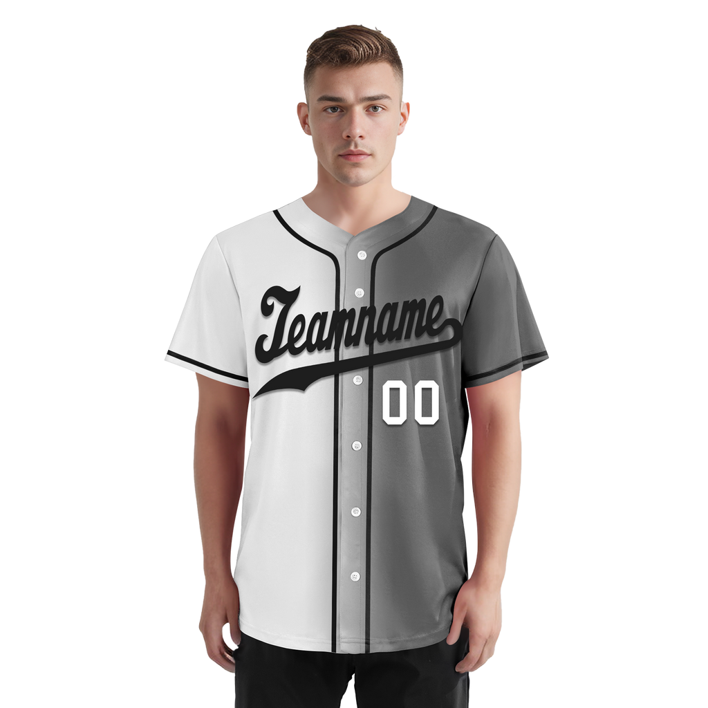 Custom White Grey Gradient Fashion Personalized Authentic Baseball Jersey BSBJ01-D0a7aaf