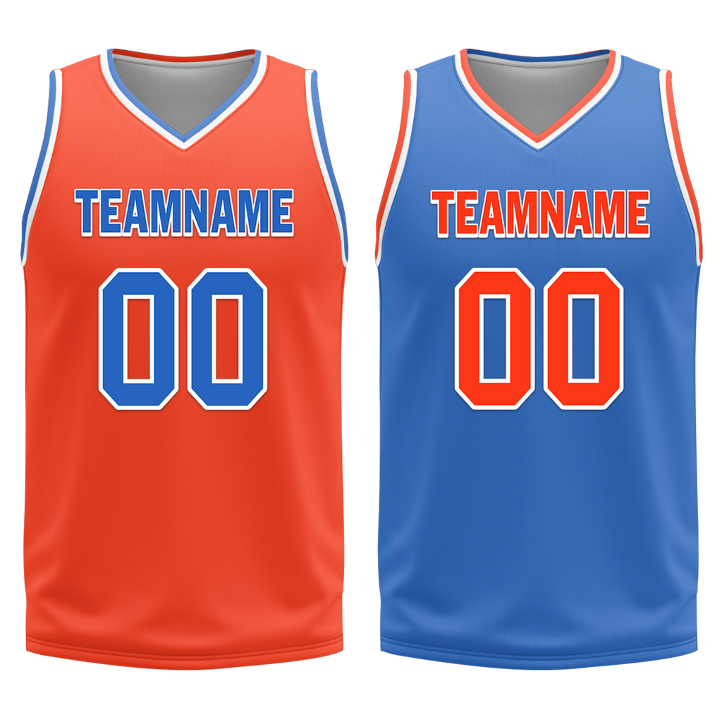 Custom Orange Blue Classic Style Reversible Basketball Uniform Personalized Ordinary BBJR-D017040