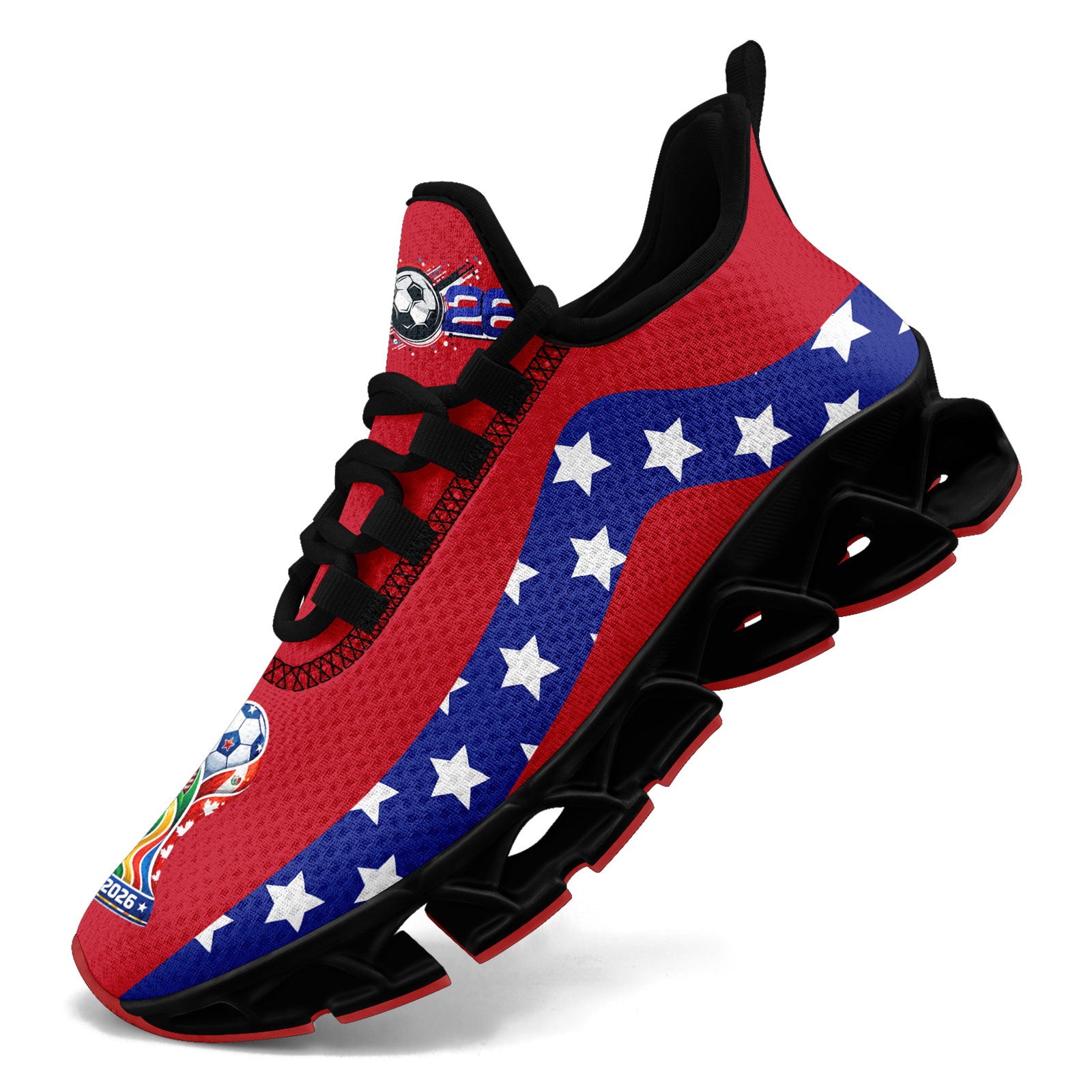 Custom United States 2026 World Cup Sneakers DIY Country Flag Running Shoes Lightweight Sport Shoes Gift for Football Fans Personalized Team Name and Logo FN003XD-F028038-1