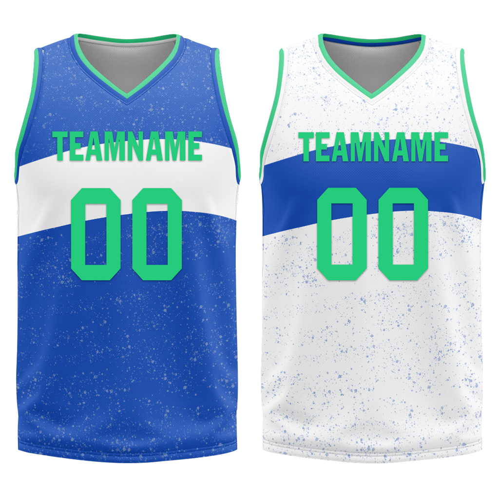 Custom Blue White Classic Style Reversible Basketball Uniform Personalized Ordinary BBJR-D017009
