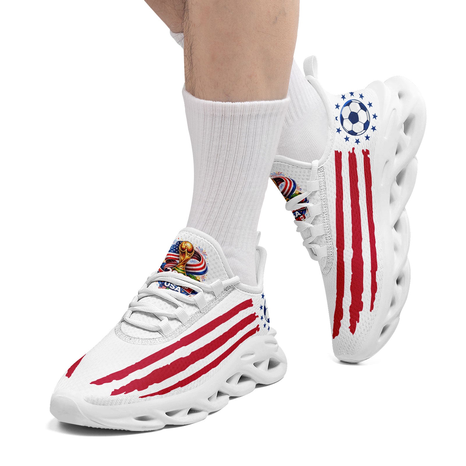 Custom United States 2026 World Cup Sneakers DIY Country Flag Running Shoes Lightweight Sport Shoes Gift for Football Fans Personalized Team Name and Logo FN003-F028035-2