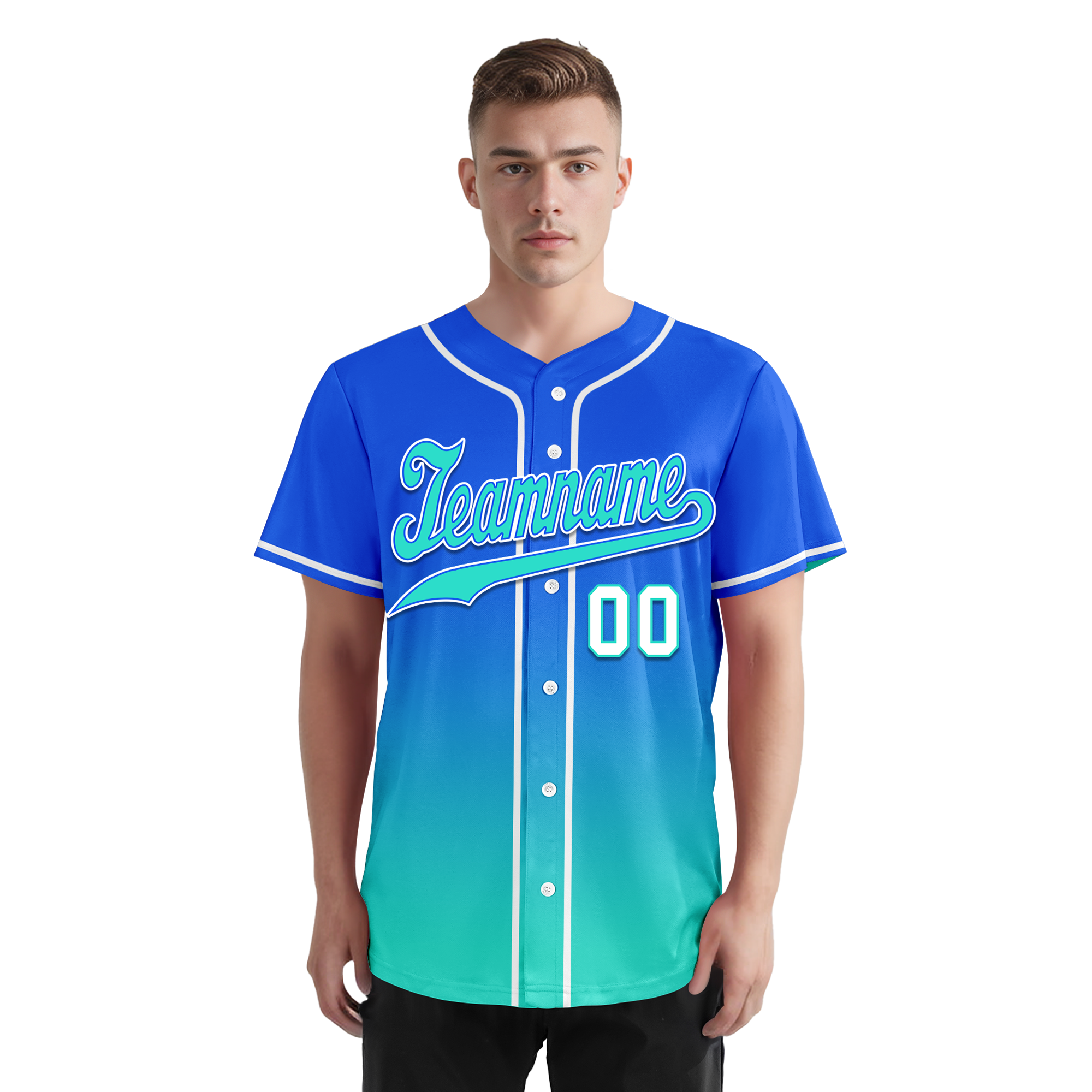 Custom Blue Cyan Fade Fashion Personalized Authentic Baseball Jersey BSBJ01-D0a70d8