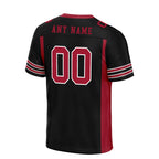 Custom Black Red Striped Sleeves Personalized Authentic Football Jersey FBJ02-D06074