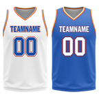 Custom White Blue Classic Style Reversible Basketball Uniform Personalized Ordinary BBJR-D017039