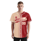 Custom Beige Red Gradient Fashion Personalized Authentic Baseball Jersey BSBJ01-D0a708f