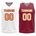 Custom White Red Classic Style Reversible Basketball Uniform Personalized COOLMAX BBJR-D017012