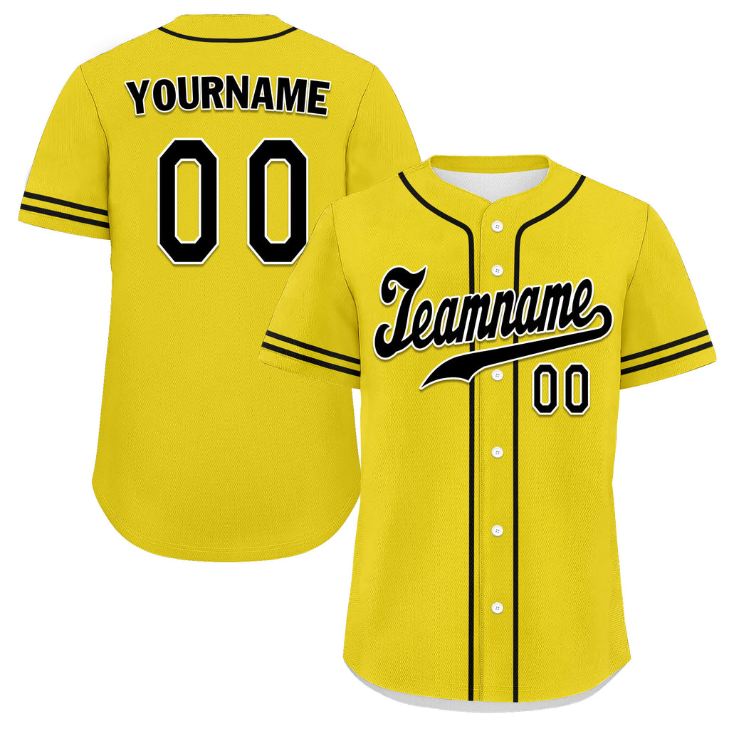 Custom Yellow Classic Style Black Personalized Authentic Baseball Jersey UN002-bd0b00d8-b7
