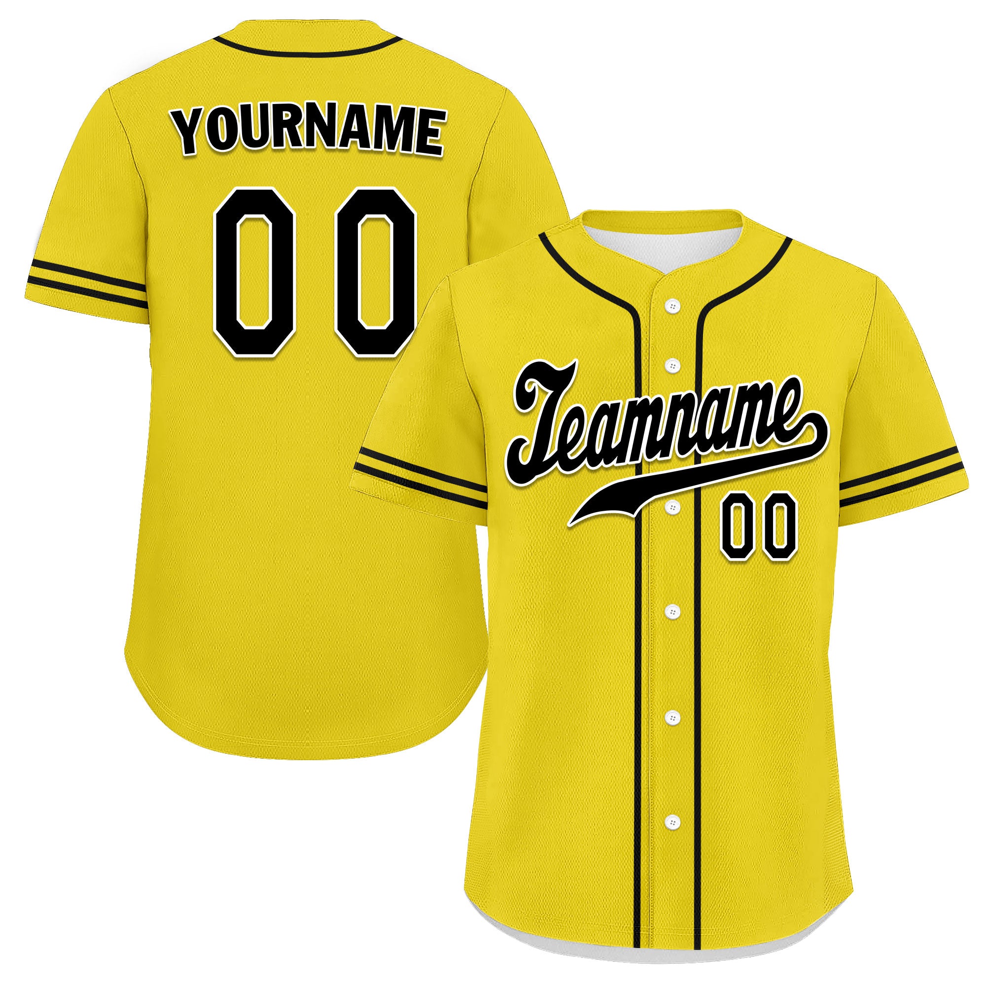 Custom Yellow Classic Style Black Personalized Authentic Baseball Jersey UN002-bd0b00d8-b7