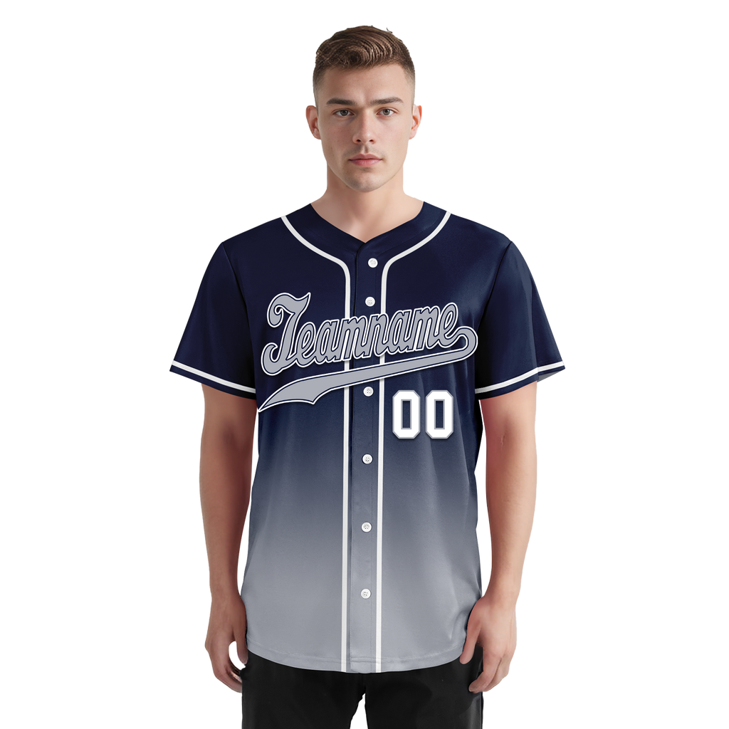 Custom Blue Grey Fade Fashion Personalized Authentic Baseball Jersey BSBJ01-D0a70b8
