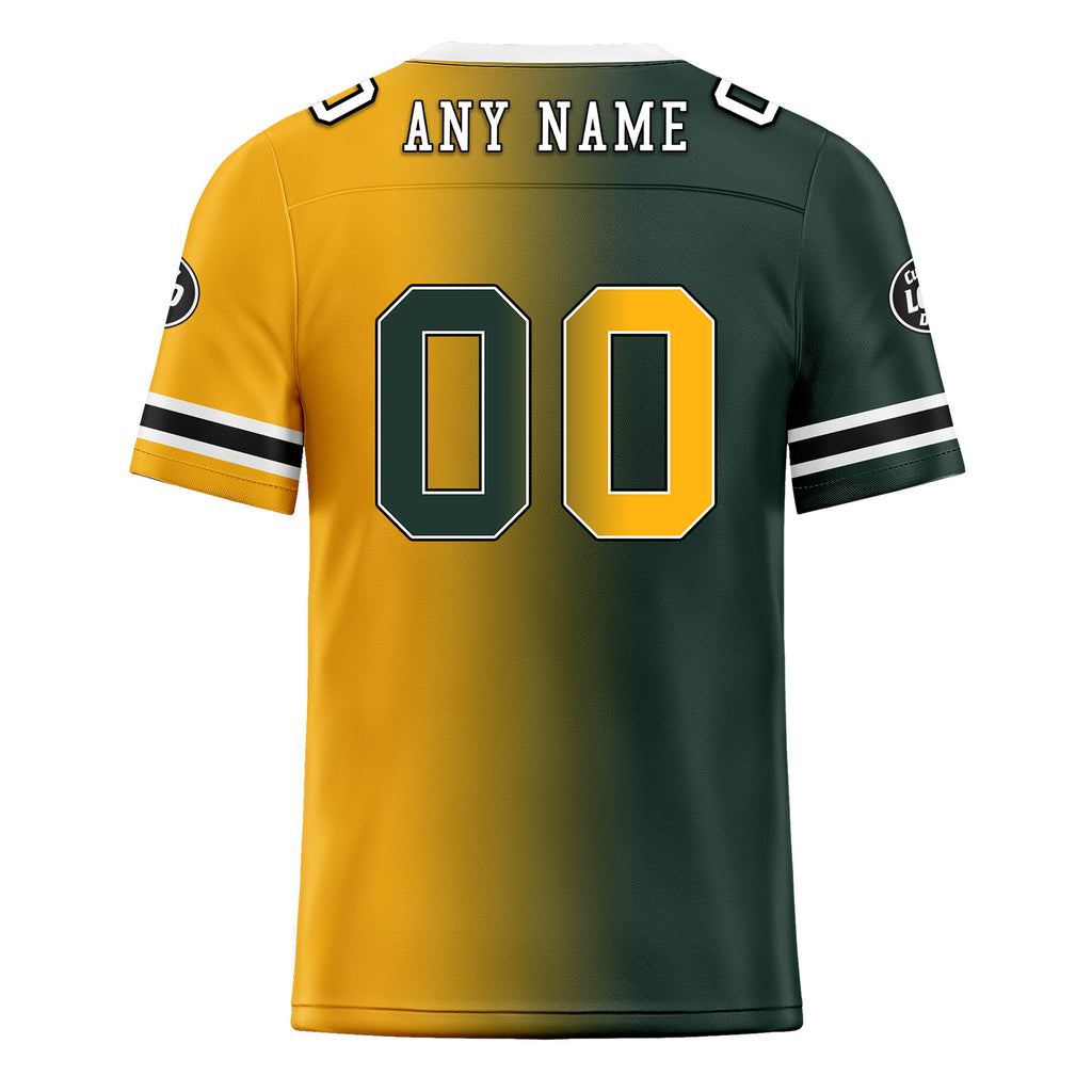 Custom Yellow Green Wisconsin Personalized Authentic Football Jersey FBJ02-D028017-7