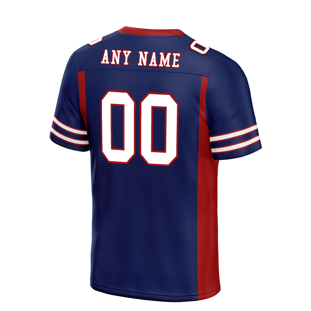 Custom Blue Red Striped Sleeves Personalized Authentic Football Jersey FBJ02-D06060