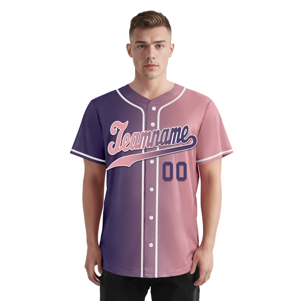 Custom Purple Pink Gradient Fashion Personalized Authentic Baseball Jersey BSBJ01-D0a7a0e