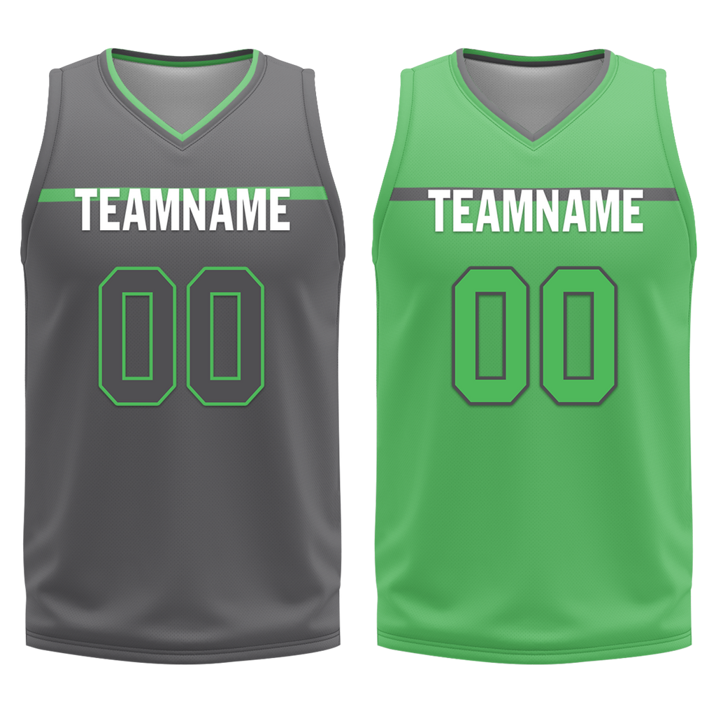 Custom Gray Green Classic Style Reversible Basketball Uniform Personalized Ordinary BBJR-D017046