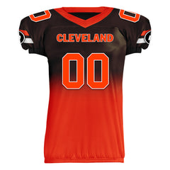 Custom Brown Orange Fade Fashion Cleveland High-Performance American Football Jersey FBJ06-D020252-8