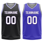 Custom Black Blue Classic Style Reversible Basketball Uniform Personalized COOLMAX BBJR-D017036