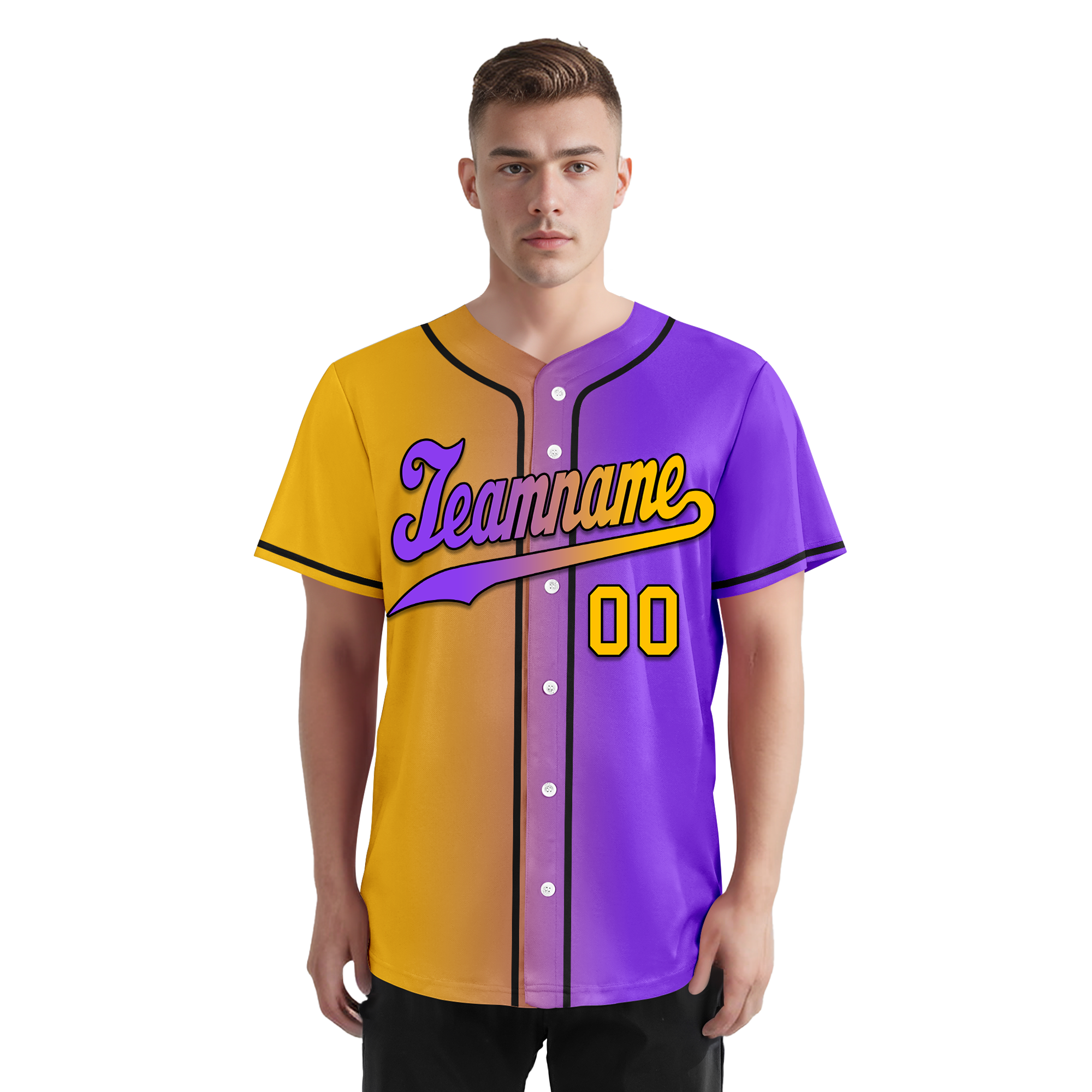 Custom Yellow Pink Gradient Fashion Personalized Authentic Baseball Jersey BSBJ01-D0a7a0a