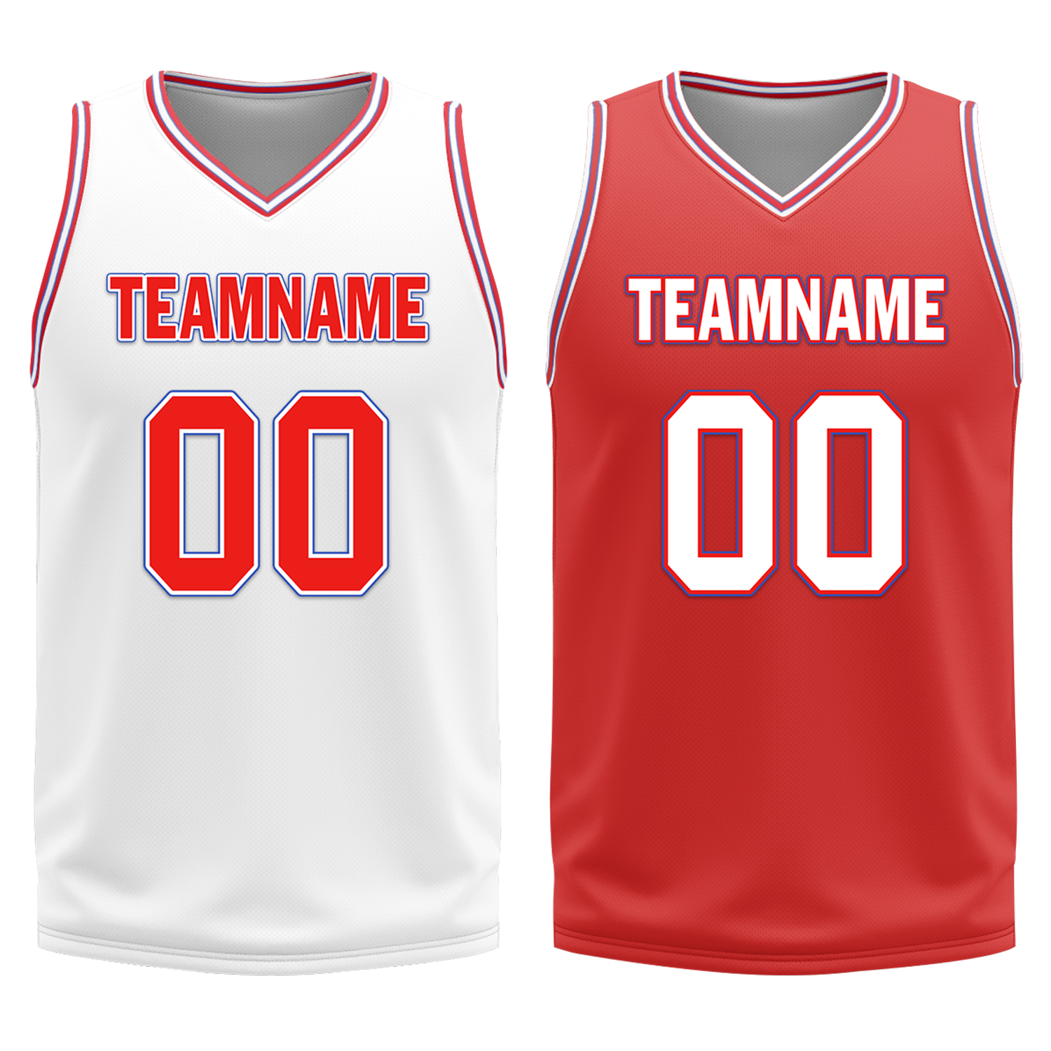 Custom White Red Classic Style Reversible Basketball Uniform Personalized COOLMAX BBJR-D017041