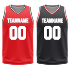 Custom Red Black Classic Style Reversible Basketball Uniform Personalized COOLMAX BBJR-D017025