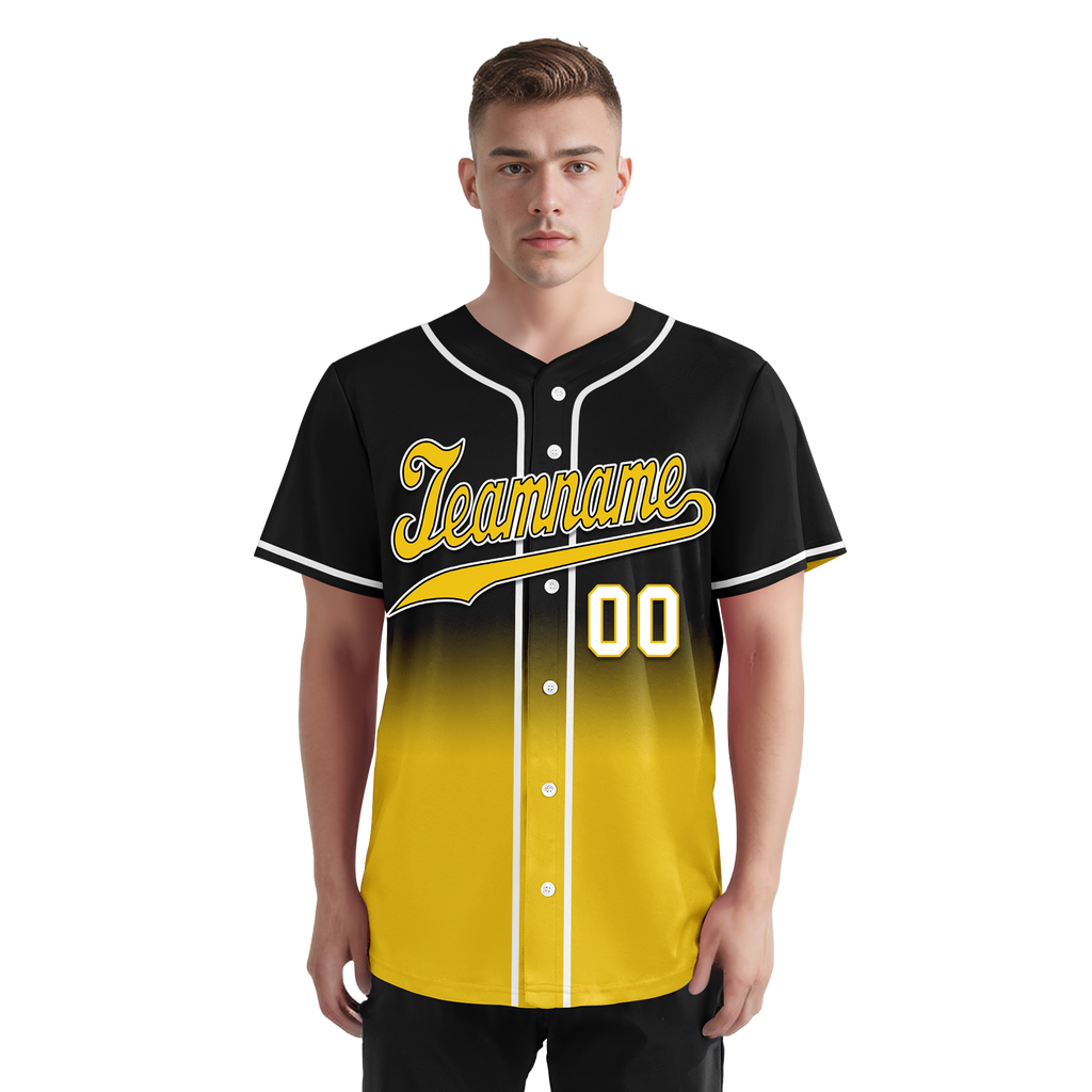 Custom Black Yellow Fade Fashion Personalized Authentic Baseball Jersey BSBJ01-D0a70cc