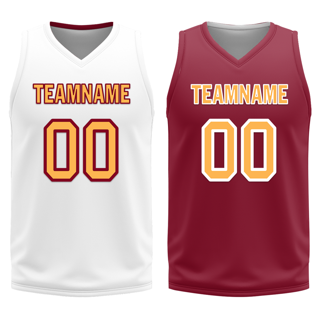 Custom White Red Classic Style Reversible Basketball Uniform Personalized Ordinary BBJR-D017012