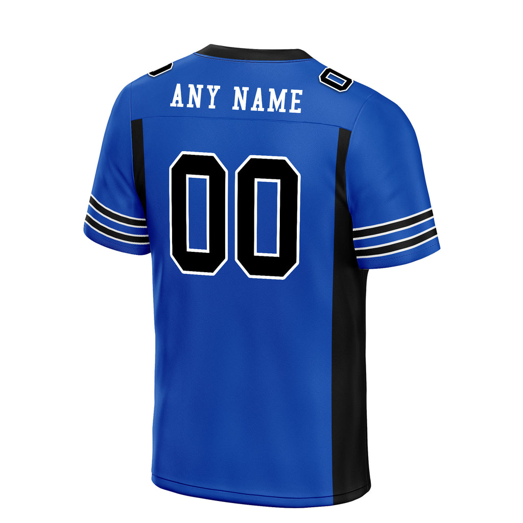 Custom Blue Black Striped Sleeves Personalized Authentic Football Jersey FBJ02-D06071