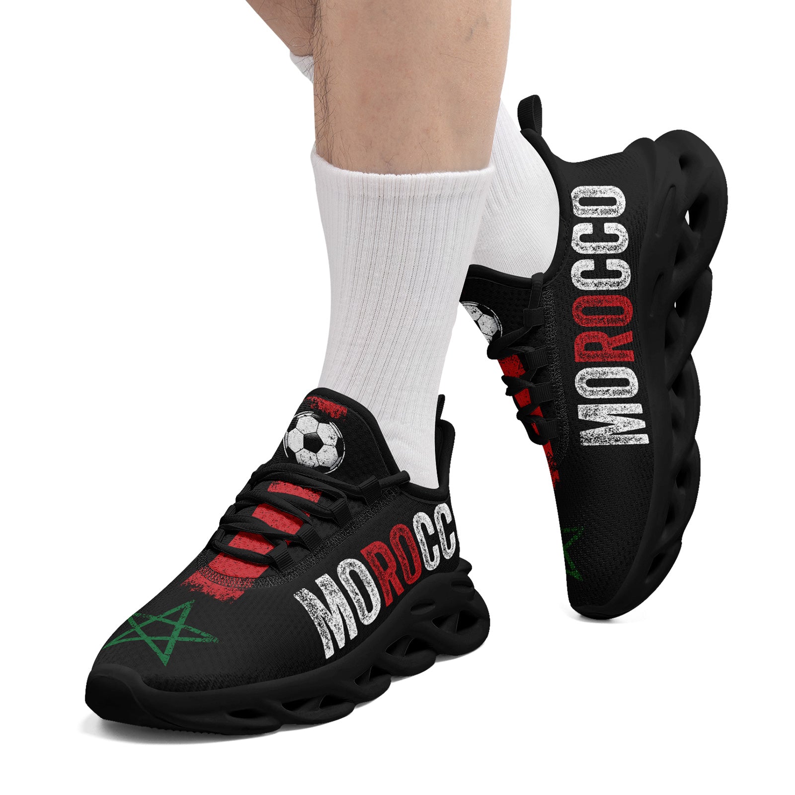Custom Morocco 2026 World Cup Sneakers DIY Country Flag Running Shoes Lightweight Sport Shoes Gift for Football Fans Personalized Team Name and Logo FN003-F009073-1