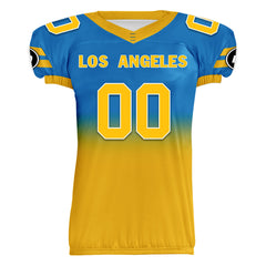 Custom Blue Yellow Fade Fashion Los Angeles High-Performance American Football Jersey FBJ06-D020252-22