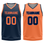 Custom Blue Orange Classic Style Reversible Basketball Uniform Personalized COOLMAX BBJR-D017015