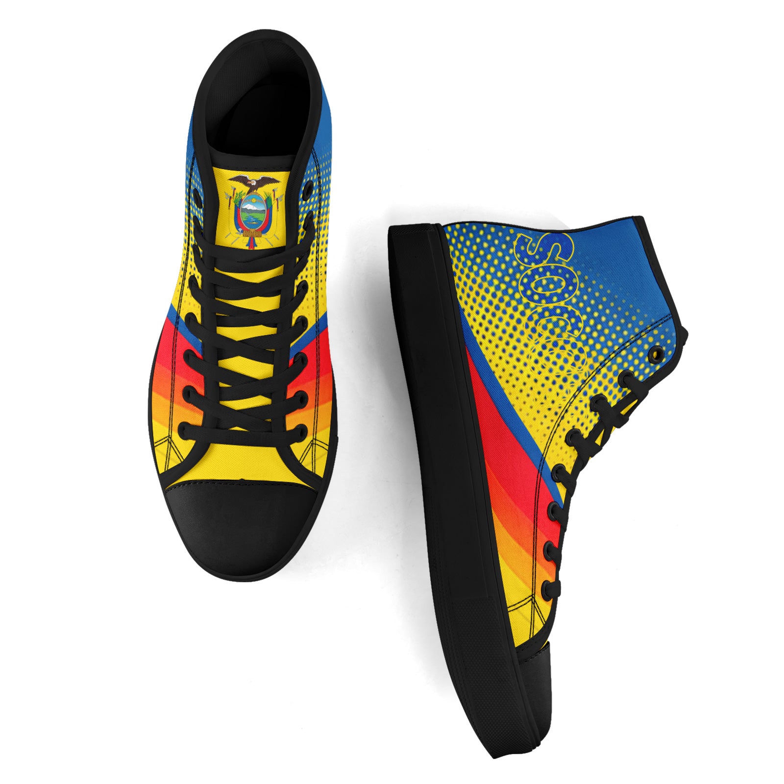 Custom Ecuador 2026 World Cup Sneakers DIY Country Flag Running Shoes Lightweight Sport Shoes Gift for Football Fans Personalized Team Name and Logo FN024-F009099-3