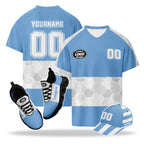Custom 2026 World Cup Argentina High Quality Soccer Stadium Version Jersey Sneakers Sports Shoes and Hat Combo Offer Personalized Team Name and Logo ZH-F027090-5