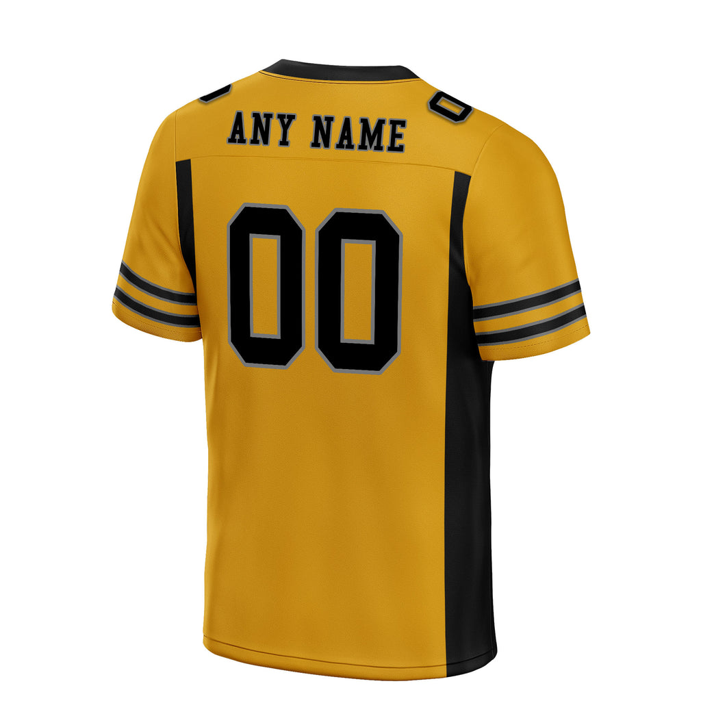Custom Black Yellow Striped Sleeves Personalized Authentic Football Jersey FBJ02-D06063