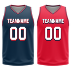 Custom Blue Red Classic Style Reversible Basketball Uniform Personalized COOLMAX BBJR-D017021