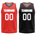Custom Red Black Classic Style Reversible Basketball Uniform Personalized COOLMAX BBJR-D017042