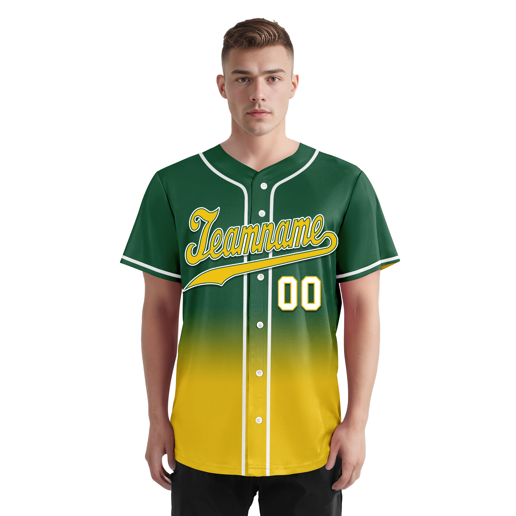 Custom Green Yellow Fade Fashion Personalized Authentic Baseball Jersey BSBJ01-D0a70ca