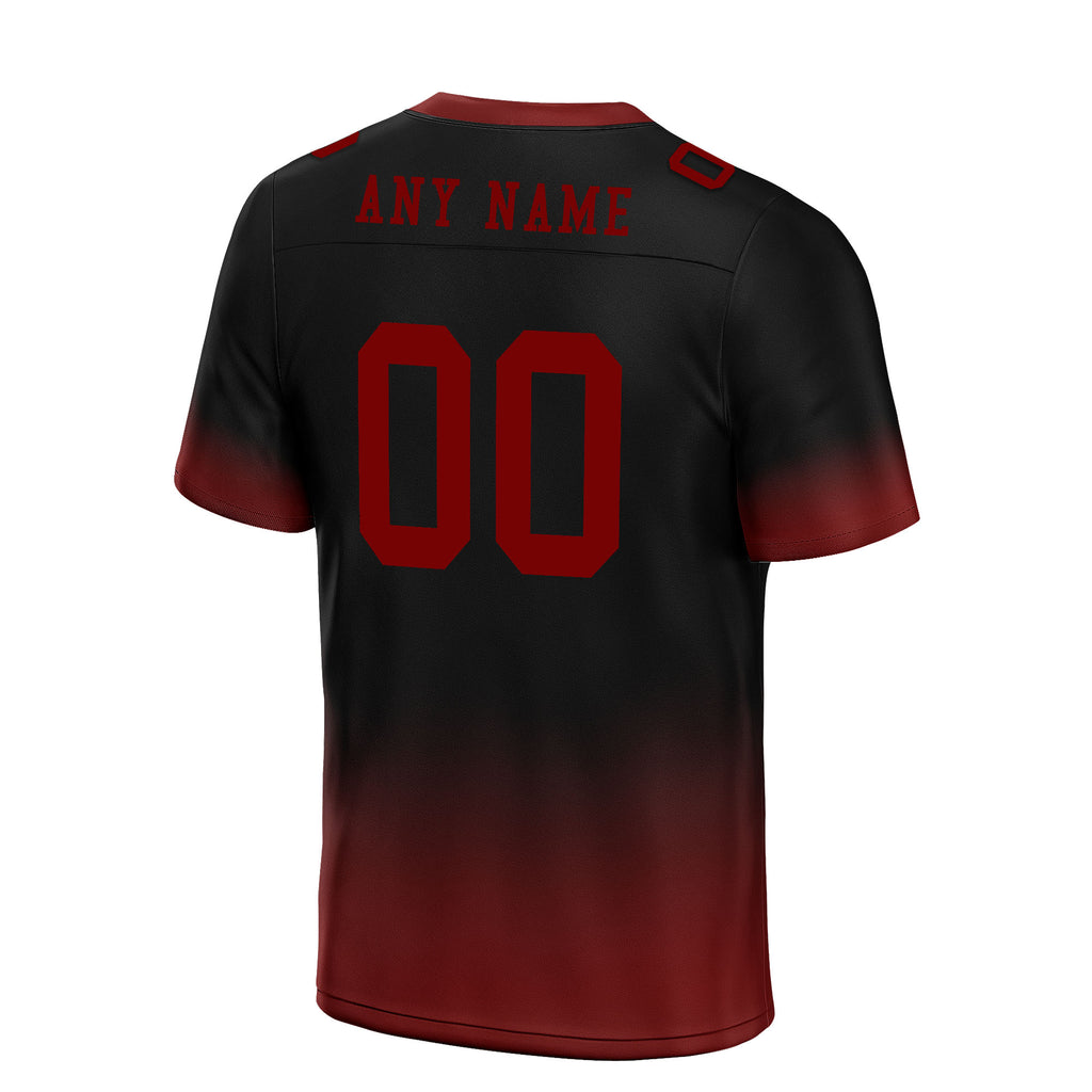 Custom Black Red Fade Fashion Personalized Authentic Football Jersey FBJ02-D06082