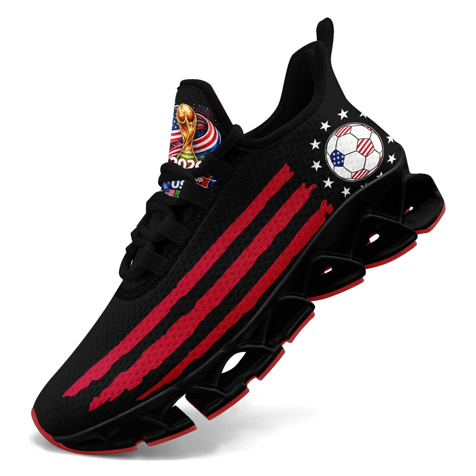 Custom United States 2026 World Cup Sneakers DIY Country Flag Running Shoes Lightweight Sport Shoes Gift for Football Fans Personalized Team Name and Logo FN003XD-F028038-2