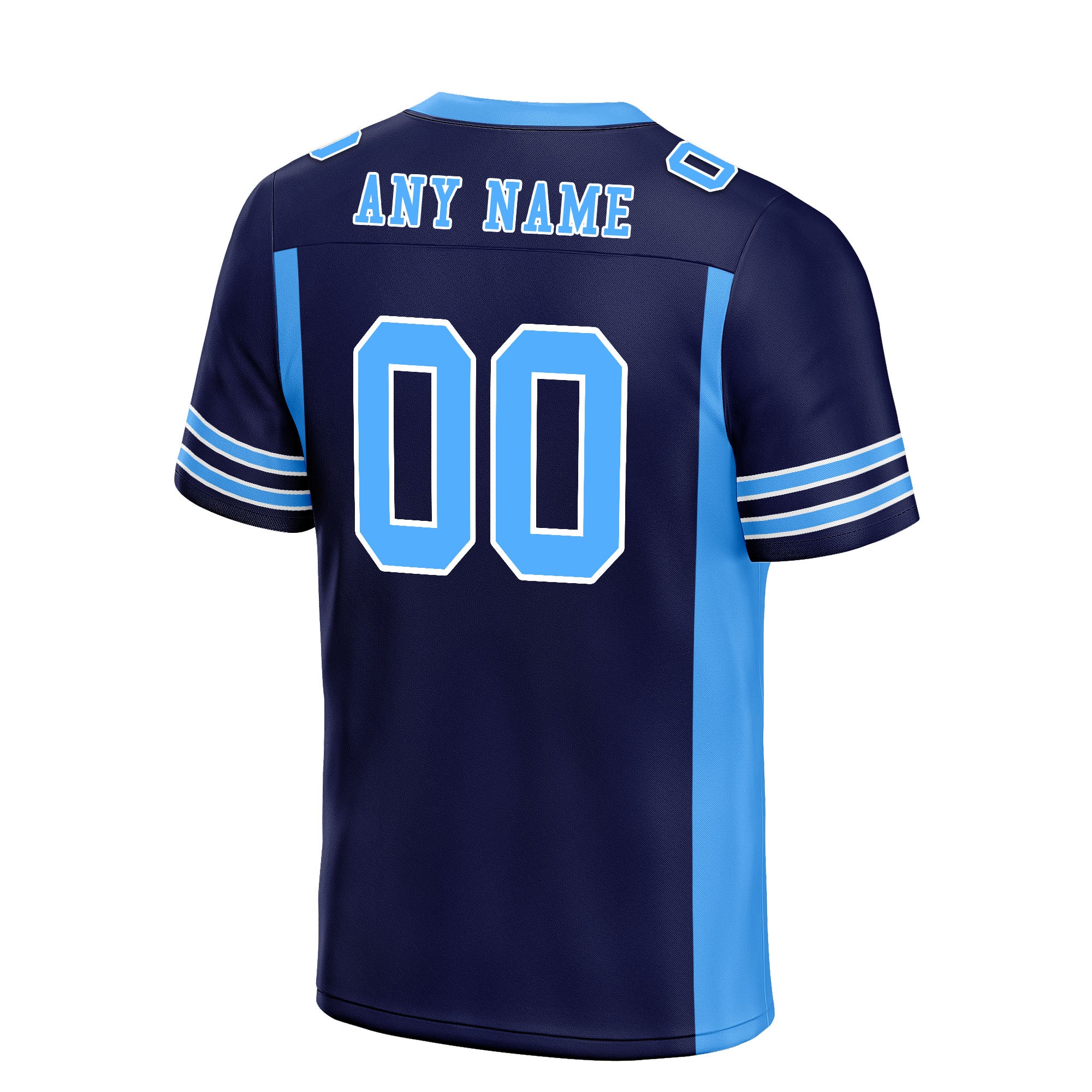 Custom Navy Blue Striped Sleeves Personalized Authentic Football Jersey FBJ02-D06050