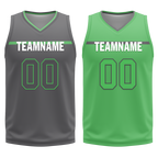 Custom Gray Green Classic Style Reversible Basketball Uniform Personalized COOLMAX BBJR-D017046