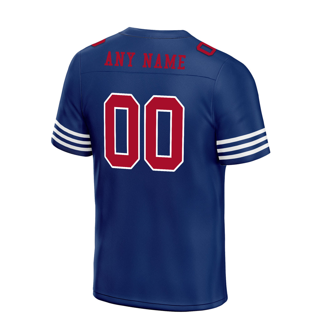 Custom Dark Blue Red Striped Sleeves Personalized Authentic Football Jersey FBJ02-D06044